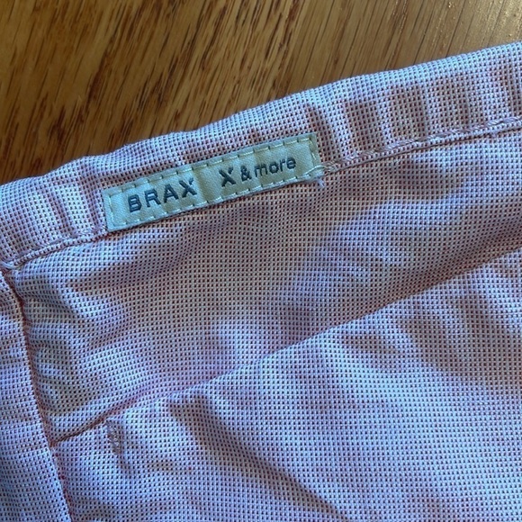 Sz 32 Brax Mia Turn Up peachy pink micro checked straight  leg zippered pants - Picture 16 of 16